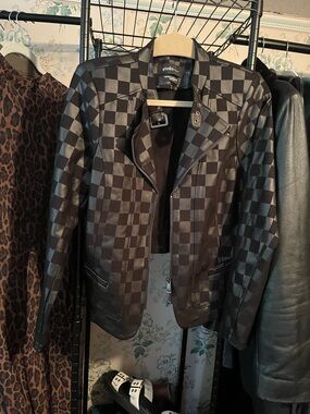 torrid Black and Gray Checkered Moto Jacket